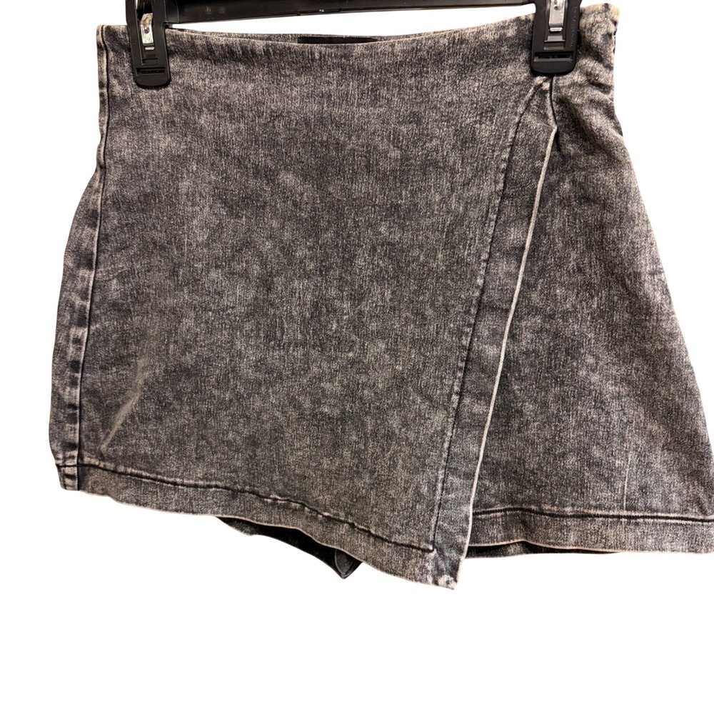 Flying Tomato Grey Acid Wash Denim Wrap Front Skort High‎ Waisted Size Medium